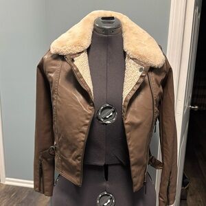 100% vegan leather women coat